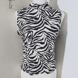 Olivia Rae Black and White Zebra Tank Top